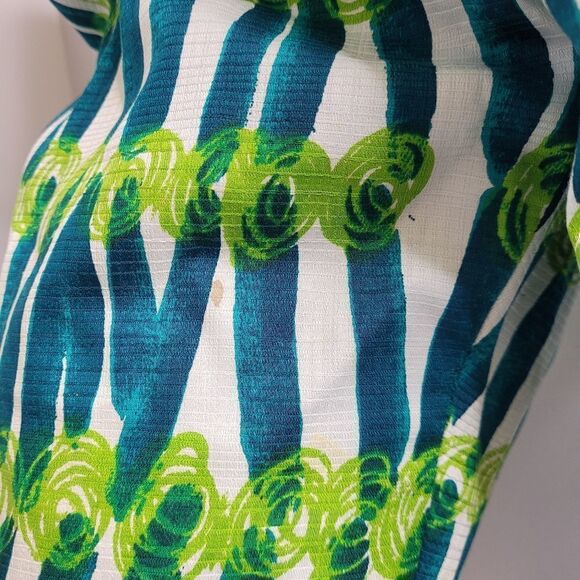 VINTAGE 60s pants Tat Saunders‎ abstract blue and green high waist S - Picture 6 of 13